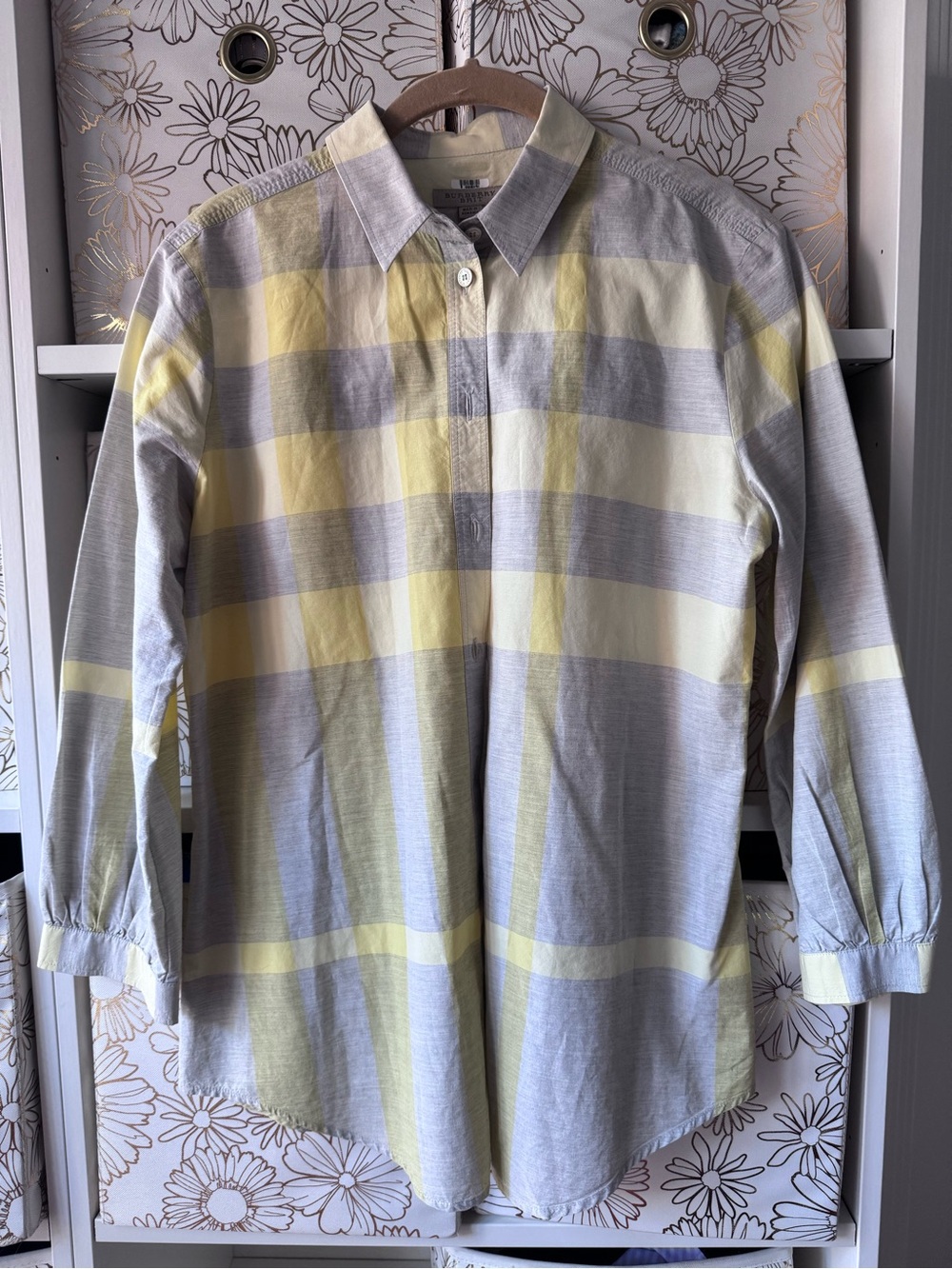 Burberry Brit Classic Plaid Button-Up Shirt - Yellow & Gray (Open to Offers)